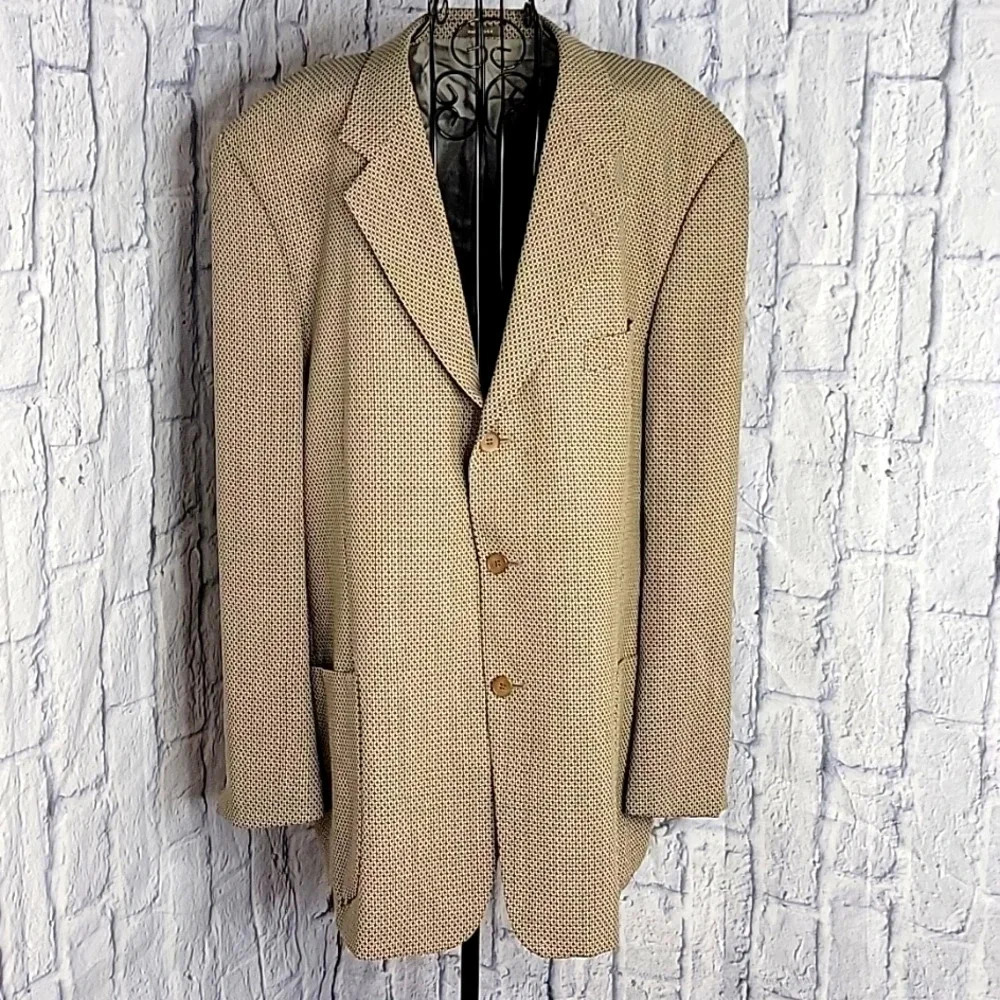 CALVIN KLEIN VINTAGE BACHRACH Brown and Tan Suit Jacket‎ 50